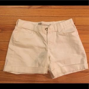 Cuffed White Jean Shorts